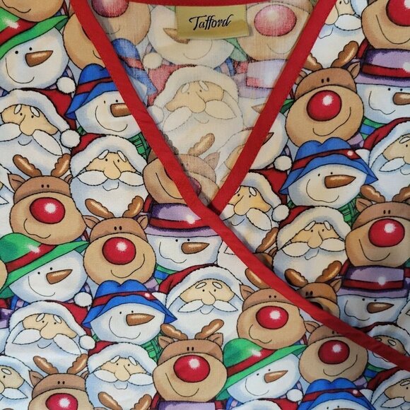 Tafford Christmas Santa Snowman  Reindeer Medical Scrub Top Size S - Picture 3 of 3